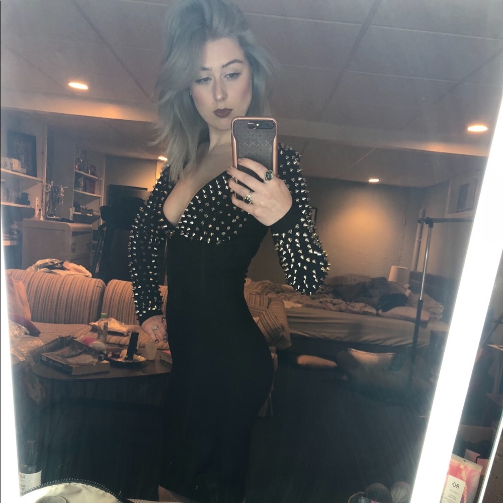 STUDDED BLACK COCKTAIL DRESS